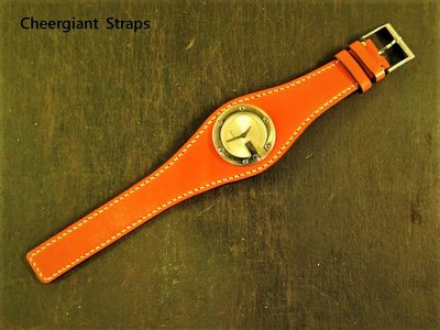GUCCI特殊款式橘色牛皮錶帶訂製 GUCCI orange leather strap handmade MIT
