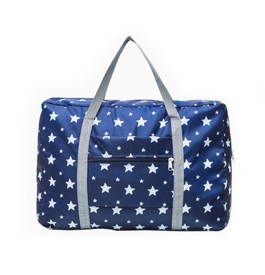 【寶貝日雜包】韓國藍色星星可掛式摺疊行李袋 旅行包 旅行袋 衣物收納袋 運動包 棉被收納箱 收納袋