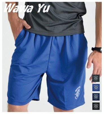 圖騰運動短褲(男款)F尺碼 有彈性 單一尺寸【Wawa Yu品牌服飾】黑色 天藍 深藍 鐵灰 (四種顏色)