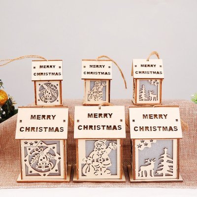 爆賣~現貨~有輕的垂懸的裝飾品聖誕樹垂飾的創造性的木房子~mew10955