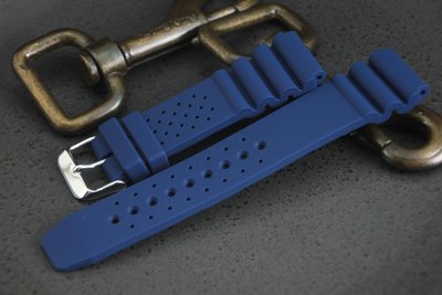深藍色20mm蛇腹式矽膠錶帶替代原廠貨citizen星晨seiko精工panerai潛水錶適用