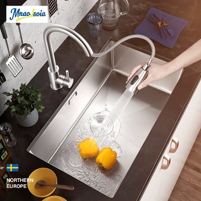 新款瑞典304臺下4MM加厚洗菜盆廚房不銹鋼水槽單槽嵌入大號 促銷