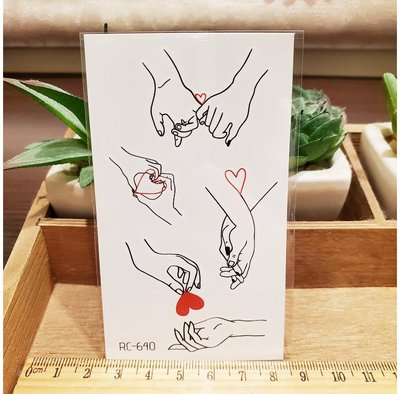 【萌古屋】牽出愛心 - 男女防水紋身貼紙刺青貼紙RC-640
