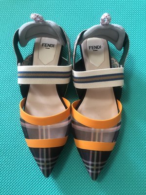 [[全新 私物自售 無附件 品牌真品]] FENDI 女鞋 Colibri 後帶平底鞋