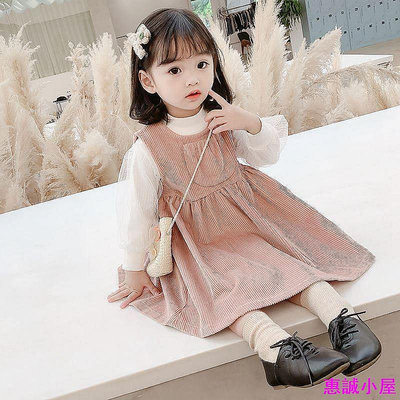 女童長袖洋裝 女童洋裝長袖連身裙寶寶洋裝長袖韓版洋裝女童春秋裝洋裝中兒童