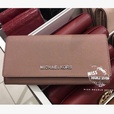 Michael Kors MK長夾 防刮皮掀蓋釦式長夾-超熱門❤️超美 乾燥玫瑰色 現貨在台