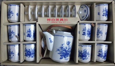 早期 大同 青花特白 茶具組 茶壺+10杯