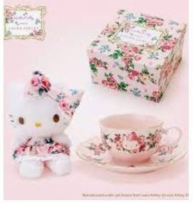 鼎飛臻坊 Hello Kitty x LAURA ASHLEY 日本限定 陶瓷 咖啡 杯 盤 娃娃 組 日本正版