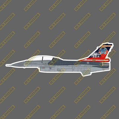 中華民國空軍 雙座 F-16 814空戰勝利80週年紀念彩繪機  ROCAF 擬真軍機貼紙 尺寸165mm