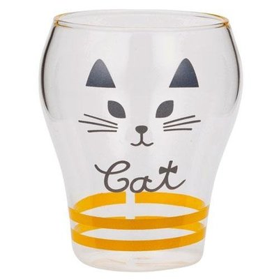 《散步生活雜貨-廚房散步》日本進口 DECOLE - Animal Glass 貓咪款 耐熱玻璃杯 GS-65201