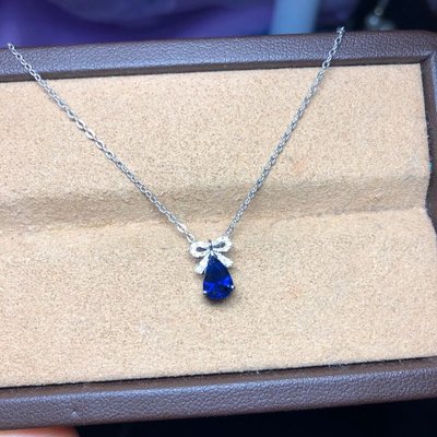【18K金藍寶石項鍊】18K金天然藍寶石項鍊 水滴藍寶石 皇家藍 配鑽石 真金真鑽 優雅迷人