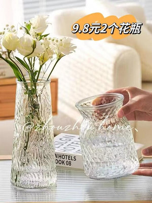 簡約現代歐式創意玻璃花瓶透明水養插花玫瑰百合富貴竹餐桌擺件