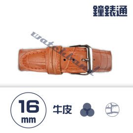 【鐘錶通】C1.05KW《繽紛系列》鱷魚壓紋-16mm 橙橘┝手錶錶帶/高質感/牛皮錶帶┥