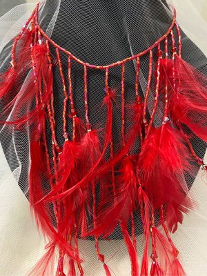 紅色羽毛造型項鍊 表演 造型 舞台 新娘飾品