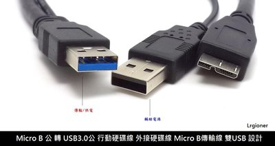新莊民安《含稅附發票》Micro B 轉 USB3.0 + USB2.0 充電線 傳輸線 Y型線 1米 外接硬碟專用！