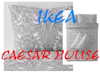 ╭☆卡森小舖☆╮【IKEA】新品JÄTTEVALLMO 白/灰色富貴圖籐雙人被套組-被套*1+枕套*4臻品限量特價免運