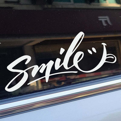 P-A367.鏤空車貼 英文字母笑臉smile車貼 車身摩托電動汽車裝飾創意個性貼紙