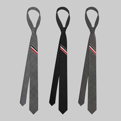 襯衫裝飾女黑色領帶細窄版男學院時尚三色斜條紋小眾設計感5.5CM（滿599元免運）
