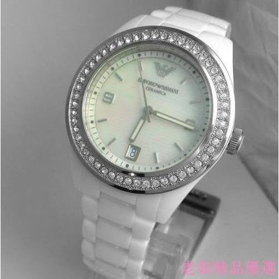 ARMANI 白色陶瓷晶鑽女錶 AR1426 (特價出清)