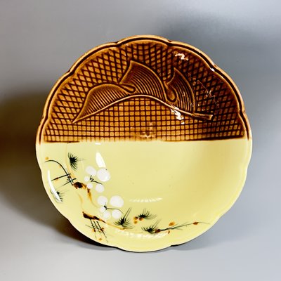 台灣早期老碗盤 盤(#20) — 圖案花卉紋盤 完整無傷 乾淨漂亮 直徑24.2公分