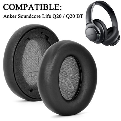gaming微小配件-替換耳罩 適用於 Anker Soundcore Life Q20 / Q20 BT 主動式降噪耳機罩 卡扣簡易安裝-gm
