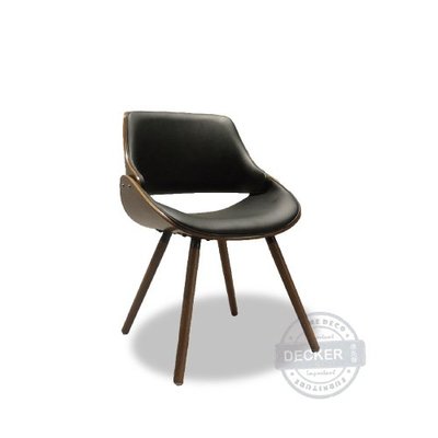 【Decker • 德克爾家飾】北歐設計款家具 簡約風格 櫸木板 書房椅 現代空間 莫克餐椅 - 黑皮