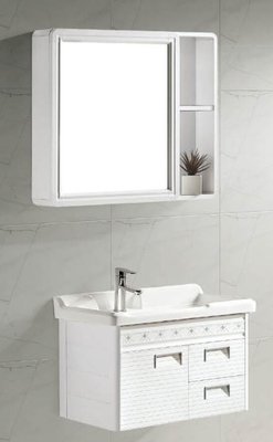 FUO衛浴: 70公分 合金櫃體 陶瓷盆浴櫃組(含鏡櫃,龍頭) T9035