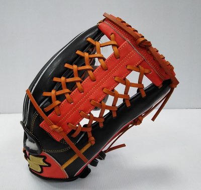 SSK 日本進口 PROEDGE 日本牛皮 硬式棒壘球手套 13" 外野T網(PEK5617C黑紅色)-日本製