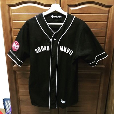 SQUAD  S/S SQDMMVII Baseball  棒球貼布襯衫 黑色XL(非AES.REMIX)