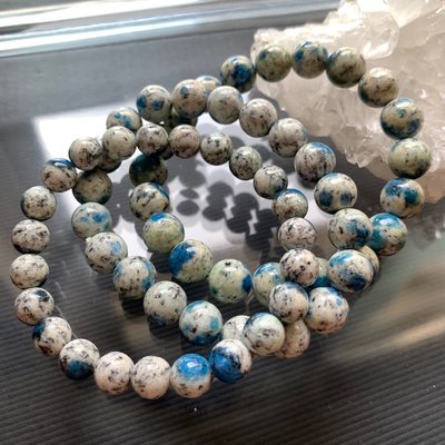 小極品-雙色蔚藍藍綠藍多多K2 Blue藍銅礦10/9.5mm（單圈）手珠手鍊DIY串珠隔珠能量項鍊•點點水晶•