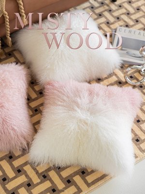 灘羊毛毛抱枕套ins風高級感輕奢靠枕床頭靠背墊粉色床上沙發客廳~特價