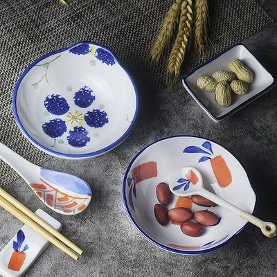 【現貨精選】日式柄碗個性小吃荷葉碗創意涼拌菜碟子手繪甜品小食碗