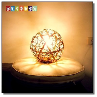DecoBox峇里島三色藤球型吊燈(21公分)-不含燈泡線材,不含拍攝用的裝飾品(燈罩, 球燈)