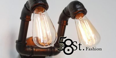 【58街燈飾-台中館】美式風新款式「復古工業方向水管壁燈」美術燈。複刻版。GK-344