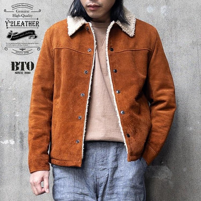 [BTO]日本【Y'2 Leather】閹牛麂皮羔羊美式復古翻領牧場外套