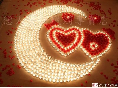 月亮代表我的心 豪華防風蠟燭750顆大規模套餐 (搭配紅白兩種顏色蠟燭) 送玫瑰花瓣【排字/活動/婚禮/求婚/情人節】