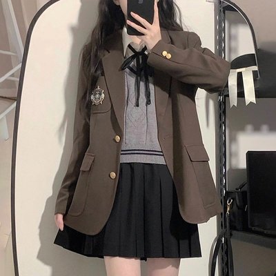 jk制服女班服春季日系學院風西裝外套高中學生畢業運動會校服套裝