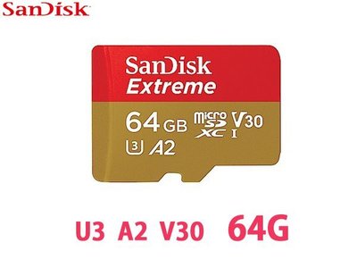 新款 Sandisk Extreme MicroSDXC TF 64GB A2 U3 170M 記憶卡 無轉卡