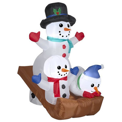 充氣雪人 一家滑雪，大型充氣/雪人造型充氣/聖誕裝飾/活動佈置/聖誕充氣/派對大型裝飾品，節慶王【X786001】