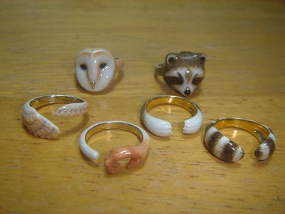 MARYLOU黃銅飾品--夜梟、浣熊、松鼠三環戒指