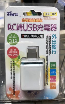 【通訊達人】羅蜜歐 USB-02 AC轉USB充電器