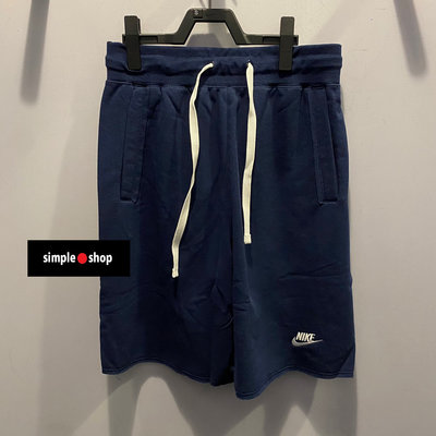 【Simple Shop】NIKE 刺繡 LOGO 運動短褲 不修邊 短褲 短棉褲 藍色 男款 DX0767-410