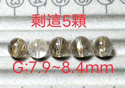 天然 金髮晶 7.9~8.5mm 散珠1顆 鈦晶 會有礦缺喔！