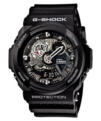CASIO G-SHOCK無械可擊零件結構運動雙顯錶-黑面/GA-300-1A
