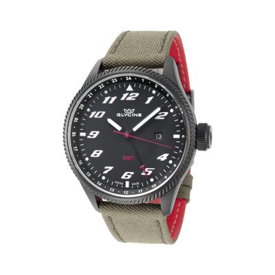 瑞士製 Glycine 冠星限時特賣36折! Airman GMT黑色手錶男錶飛行錶軍錶*全新真品原廠包裝