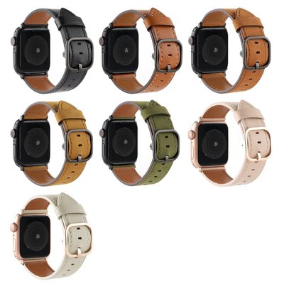 經典皮革日扣表帶 適用於 Apple Watch S8/Ultra/7/6/se2/4 蘋果智能手錶配件