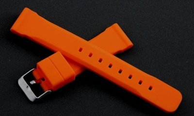 高質感平面雙削邊24mm橘色矽膠錶帶不鏽鋼扣替代citizen