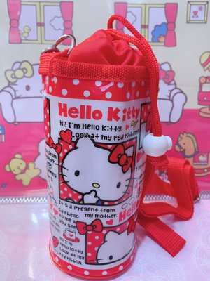 ♥小花花日本精品♥ Hello Kitty 束口式水壺袋 紅色 可斜背 可手提 付背帶 60007407