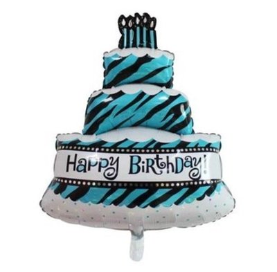 發光派對屋(西門中華店)@生日派對佈置~藍色大款三層生日蛋糕氣球