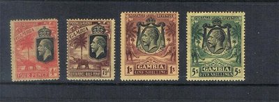 【雲品一】岡比亞Gambia 1922 KGV SG 121-24 set(121 crease) MH 庫號#BF503 65735